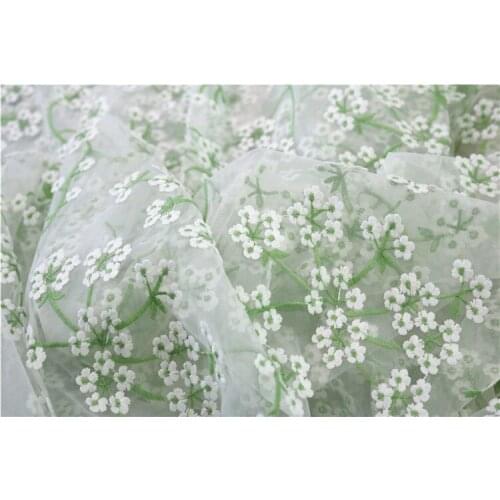 Fresh flower embroidery mesh lace fabric cloth Korean soft lace fabric handmade DIY dress skirt fabric home decoration material