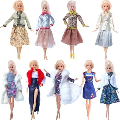 8 Set Fashion Doll Clothes For Barbies Dresses Two-Piece Skirt For Babies Dolls Girls Toy Gifts