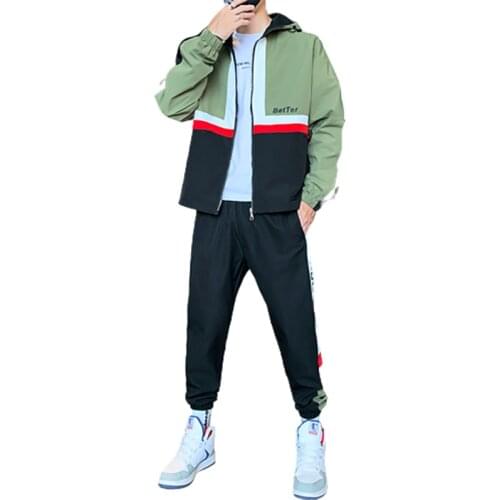 2021 Mens Sportswear Casual Hoodie sSuit Spring New Mens Jacket + Trousers Two-Piece Suit Hip-Hop Street Sportswear Joint