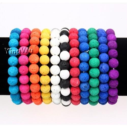 Men Women Natural 8mm stone Beads Lava Rock Stone Bracelet Colorful Essential Yoga Beads Bracelet