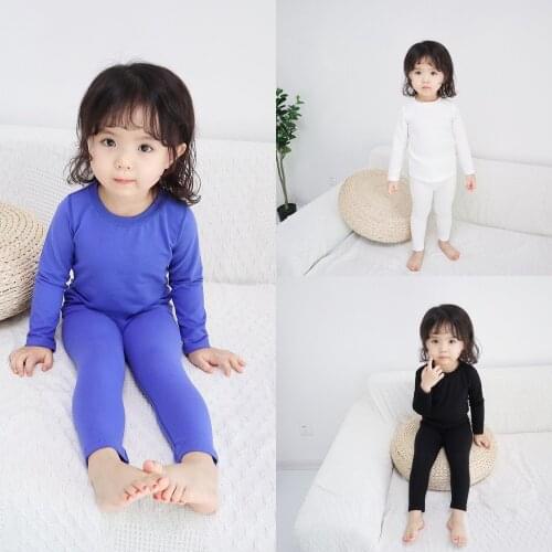 Soft Cotton Long Sleeve Solid Boys Pajamas Children Pure Pattern Pajamas Sets Baby Sleepwear Pajamas Kids for Girls Nightwear