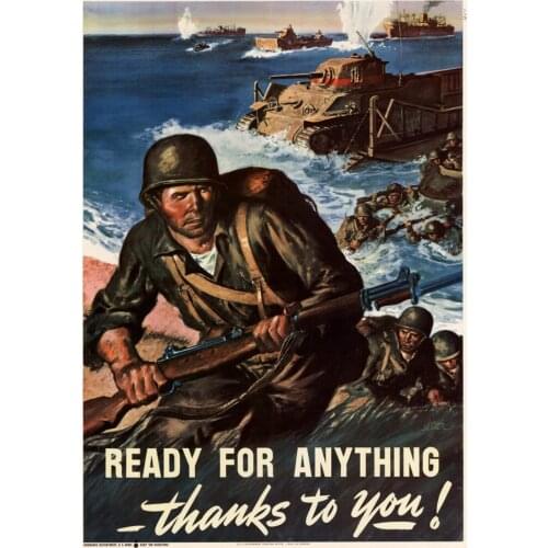 Normandy Landing Battle WW2 Propaganda Poster Vintage Retro Poster Canvas Painting DIY Wall Paper Posters Home Gift Decoration