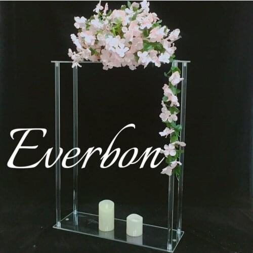 New rectangle acrylic crystal flower stand wedding table centerpiece transparent tall flower pillar