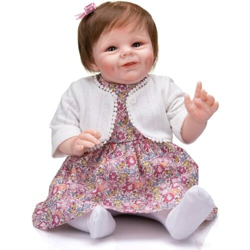NPK 55CM Reborn Baby Shaya Smiling Face Cute Baby Girl Doll Lifelike Soft Touch Cuddly Toddler Girl Christmas Gift