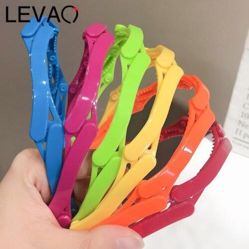 LEVAO New Color Acrylic Retractable Hair Hoop For Women Hair Bands Washing Face Headband Fashion Non-slip Hair Accessories Bands