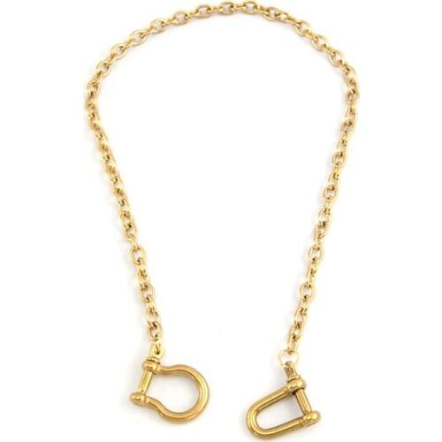 Hip hop rock necklace for Women Men Heavy Cable chain Stainless steel carabiner shackle U pendant clasp gold color choker