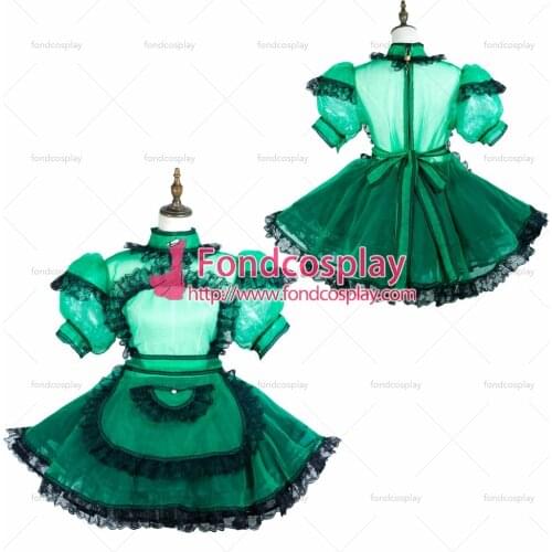 Sissy maid green organza dress lockable Uniform cosplay costume Tailor-made[G3726]