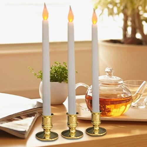 LED Plastic Tapered Candle Flameless Candles Table Lamp Antique Base Battery Powered LED Christmas Wedding Holiday Party Decor
