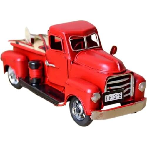 Vintage Red Metal Truck Christmas Ornament Kids Xmas Gifts Toy Table Top Decorations Child Toys Christmas Toys