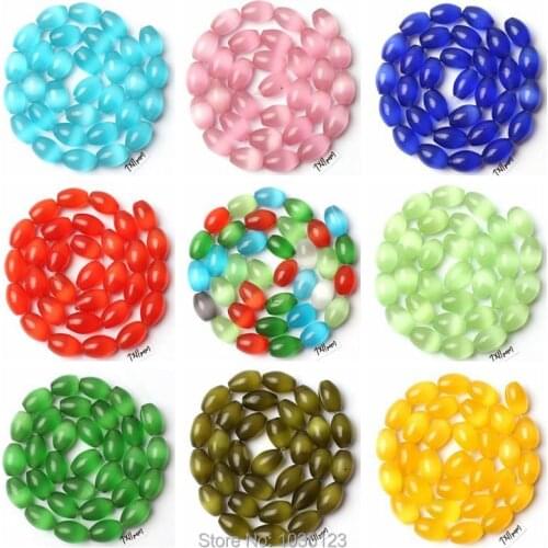 High Quality 7x11mm 13 Color Cat Eye Stone Oval Shape Gem Loose Beads Strand 15" DIY Creative Jewellery Making wj258