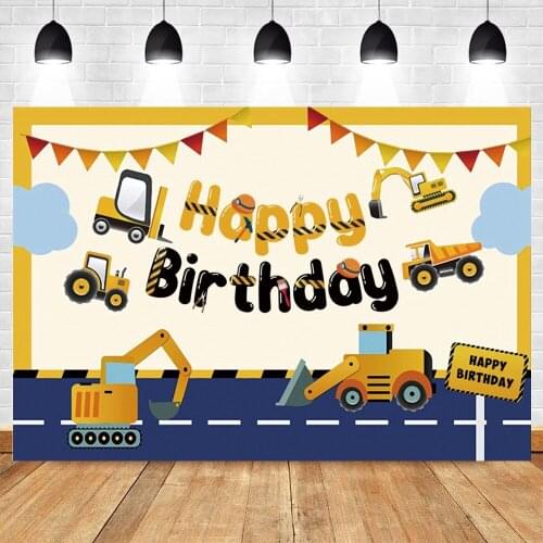 Yeele Photophone Baby Birthday Backdrop Flag Excavator Car Boy Party Decor Banner Photographic Background For Photo Studio Props