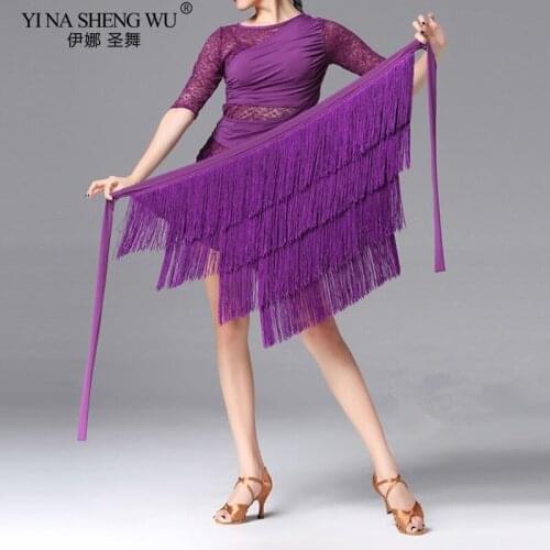 Latin Dance Skirt Sexy Women Tango Layers Fringes Dresses Competition Performamnce Waistband Hip Apron Salsa Lady Latin Costume
