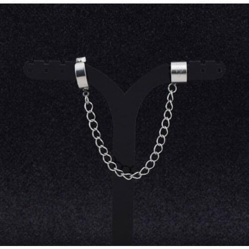 Jewelry Korean Hip Hop Titanium Steel Chain Threader Drop Cuff Earrings Unisex T84A