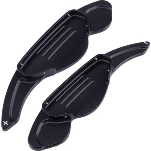 1Pair Car Black Aluminium Alloy Steering Wheel Shift Shifter Extension Paddle Fit For Land Rover Jaguar