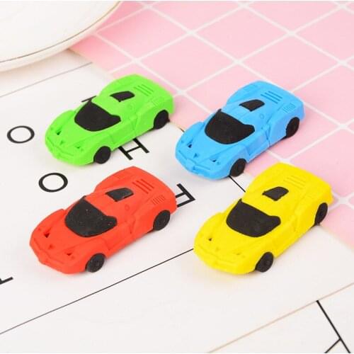 1pc Eraser Kawaii Sports Car Pencil Erasers Rubber Cute Creative Stationery Prizes for Kids Novelty Item School Office Supplies