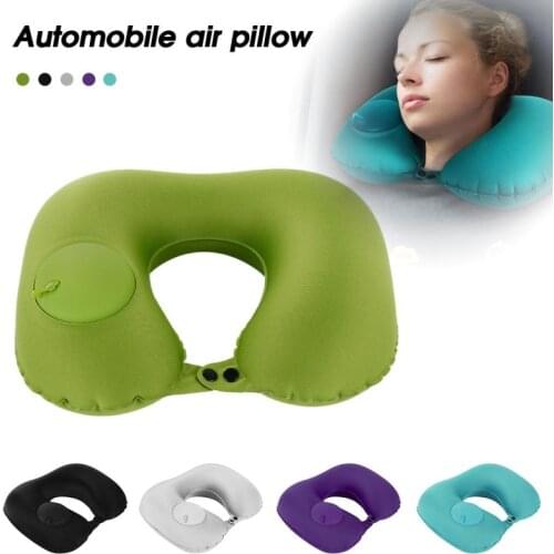 1pc U-Shape Inflatable Travel Pillow Neck Pillow Car Soft Air Inflatable Pillows Cushion Flight Travel Neck Rest