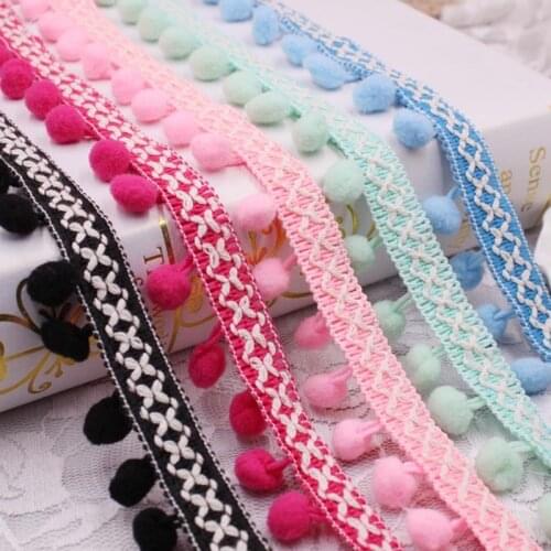 1 Yards Lace Ribbon Sewing Accessories Pom Pom Tassel Pompoms Trim Ball Fringe Embroidery Apparel Lace Fabric Handmade Accessory