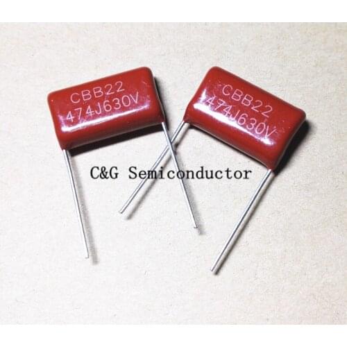 10pcs 630V 474 0.47uF 474J CBB CBB22 P=20MM MPP Metallized polypropylene film capacitor Good quality ROHS