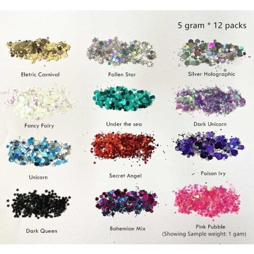 12 Packs Of Face And Body Glitters Selling With Big Discount, Great For Your Summer Party And Musical Carnival Make Up Use