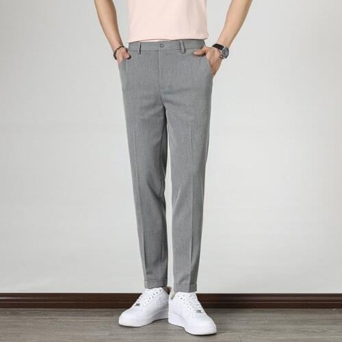 2021 Men Suit Pants Solid Color Office Business Dress Pants Casual Slim Fit Wedding Social Trousers Pantalon Homme Classique