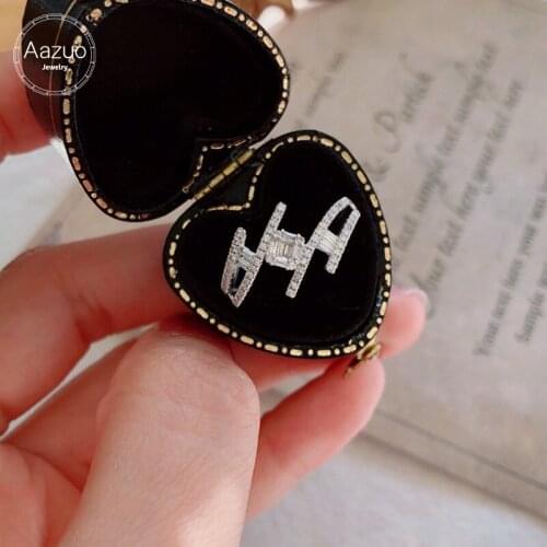 Aazuo 18K Orignal White Gold Real Natrual Diamonds 0.25ct Classic Line Ring Fashion Gift For Woman&Lady Birthday Party