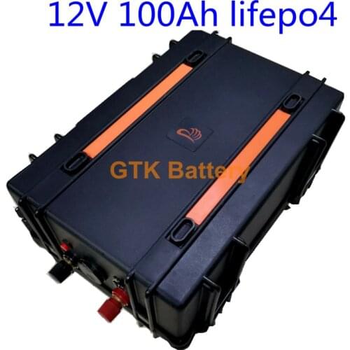 GTK 12V 100AH Lifepo4 battery with 100A BMS built in 4S 12.8V for Golf cart EV RV Solar energy storage battery+10A charger