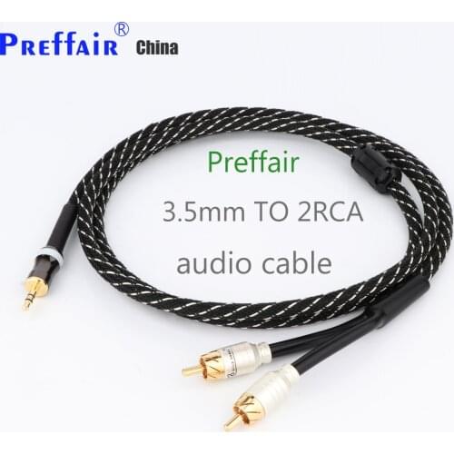 Preffair Audio RCA Cable Audio Signal Wire Plug 3.5mm Aux Plug Convert Two RCA Plug Audio RCA Cable