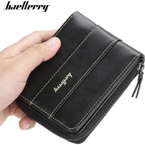 Baellerry 2021 Vintage Men Wallets Casual Card Holder Short Wallet Zipper Purse Male Coin Pocket Holder Mini Bag Designer Wallet