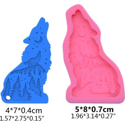 Shiny Wolf Keychain Epoxy Resin Mold Necklace Pendant Silicone Mould DIY Crafts Jewelry Decortaion Casting Tool