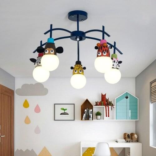 Childrens room cartoon ceiling lamp creative animal head monkey tiger kid bedroom lamp personality kindergarten lamps LB01083