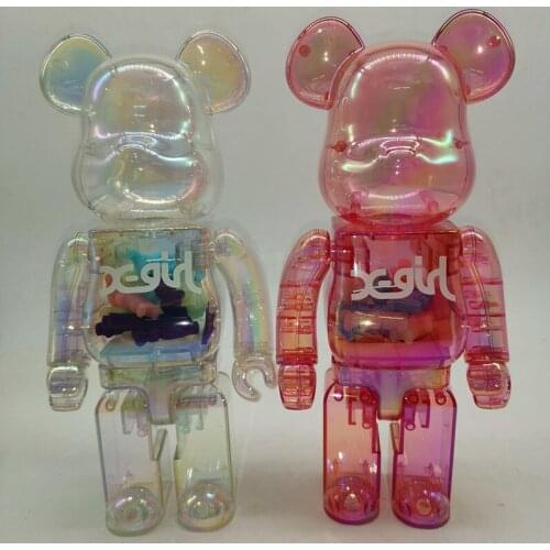New Sell Bearbricklys 400% 28cm X-girl Colorful Beads Pvc Action Figures Blocks Bear Doll Decoration Models Toys Christmas Gifts