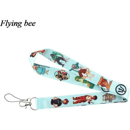 Flyingbee Keychain Cartoon Cute Phone Lanyard Women Fashion Strap Neck Lanyards for ID Card Phone Keys X0623