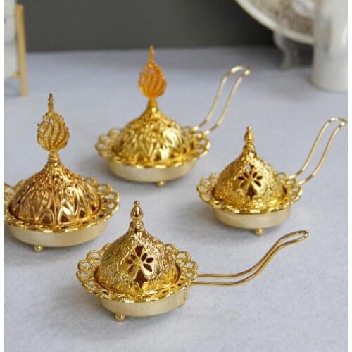 Delicate Golden Ornament Zinc Alloy plated Incense Burner For Home Middle East European Style Incense Seat Home Metal Decorative