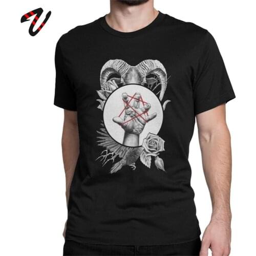 Casting Baphomet T-Shirts Men Occult Pagan Magic Wicca Tshirt Pentacle T Shirt Summer Fantasy Art Clothing 100% Cotton Tee Shirt