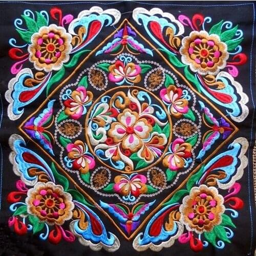 Miao hand stitch crochet cotton fabric embroidery patch dress shoes bag applique trim ethnic tribal nepal thai india boho DIY