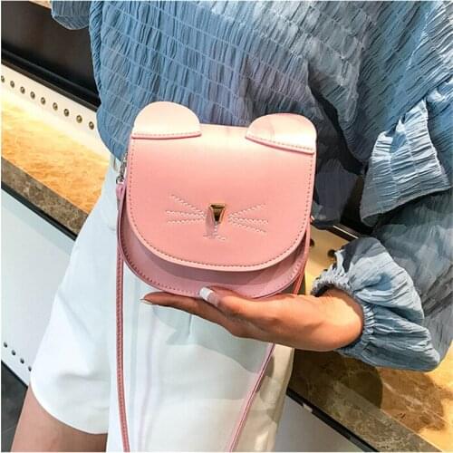 2019 Cute Crossbody Bags PU Leather Handbags Embroidery Cat Mini Shoulder Bags for Women Messenger Bags for Female bolso mujer