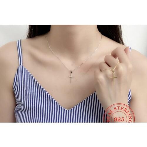 Fashion Choker Necklaces for Women 925 Sterling Silver Big Cross Charm Pendants Necklace Statement Jewelry Wedding Party Gift