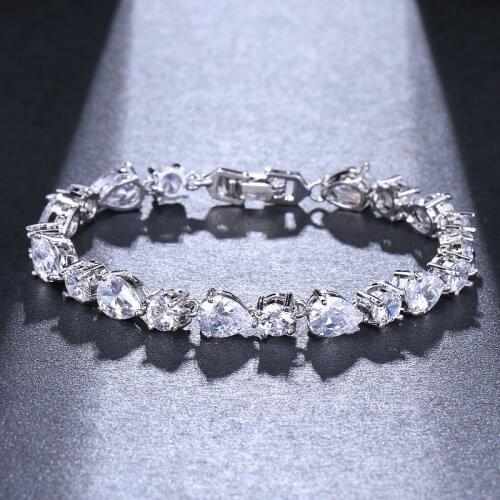 Ekopdee Fashion Luxury Big Zircon Bracelet For Women Vintage Elegant Tennis Crystal Stone Bracelets Female Wedding Jewelry New