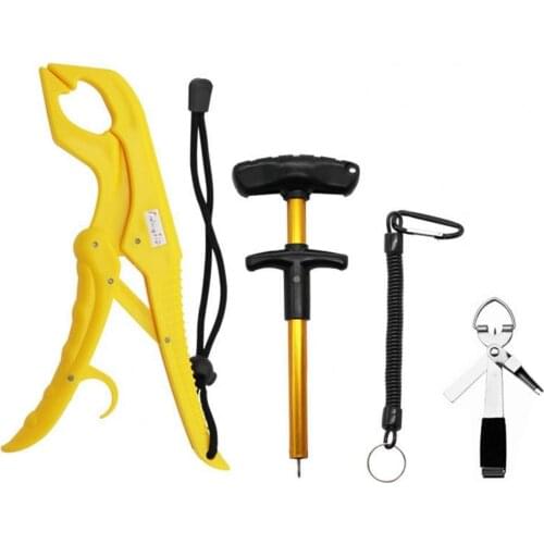 Fishing Grip Set Anti-Slip Ergonomics Handle with T-Shaped Hook Remover Plastic Floating Fishing Pliers Holder for Outdoor