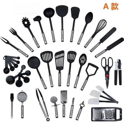 Nylon Kitchenware Set of 40pcs Handle Nylon Kitchenware Set Stainless Steel Kitchen Tools
