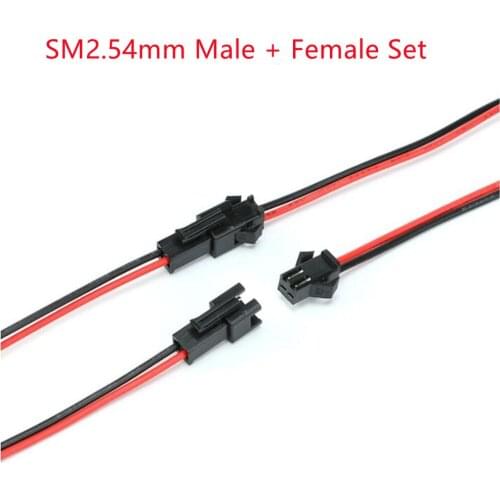SM2.54mm Connector Male + Female Set Extension Cord Electronic Cable Connection Terminal Wires Single Head 2PIN 20CM