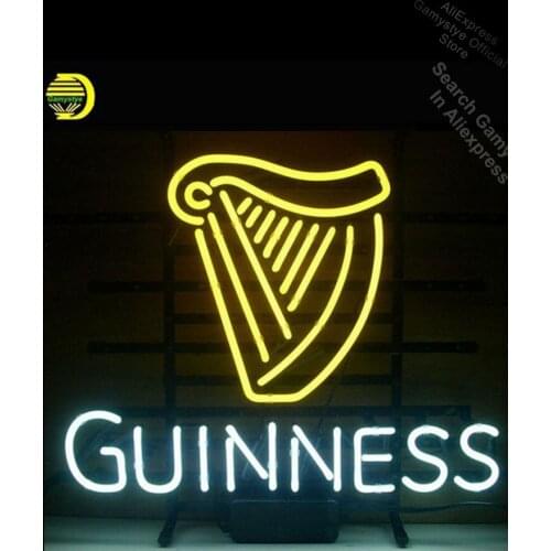 NEON SIGN GUINNE IRISH LAGER ALE HARP Signboard REAL GLASS Light Advertisement Neon Signs For Home Letrero Neon Texa Light Bulb