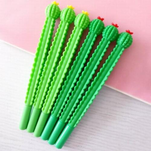 New Arrive 500 Pieces Stationery Cute Cactus Succulent Pen Gel Pen School Office Kawaii Supply Handles Creative Gift Green