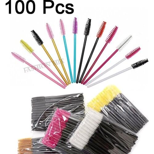 Wholesale 100PCS Disposable Eyelash Brush Mascara Wands Applicator Wand Brushes Eyelash Comb Brushes Spoolers Makeup Tool Kit