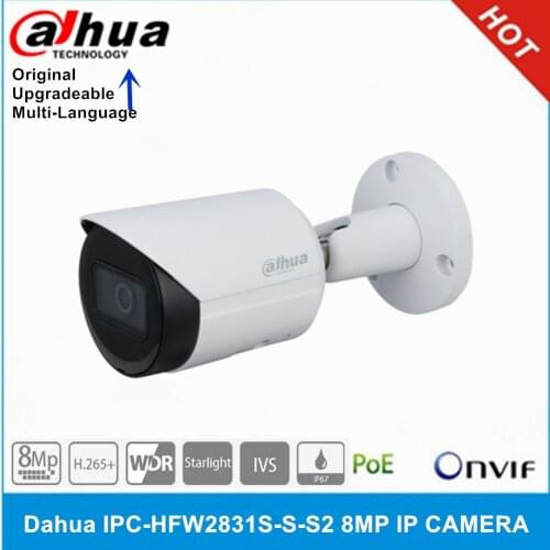 Original dahua IPC-HFW2831S-S-S2 8MP IP Camera POE IP67 IR30M P2P Bullet Starlight Camera