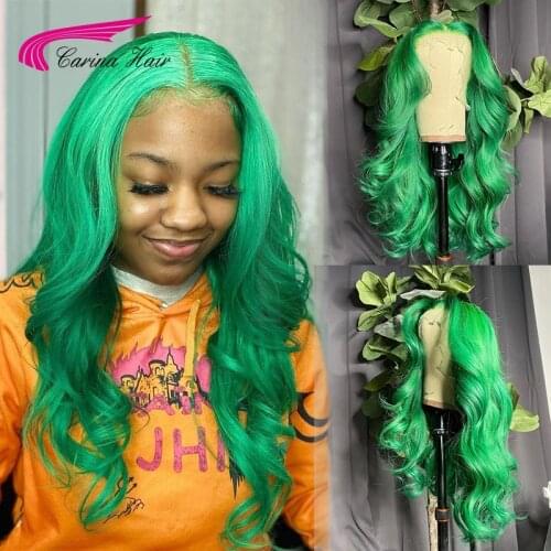 13X4 Lace Wig Human Hair Wigs Colored Green Lace Frontal Wavy Wigs For Women Preplucked Brazilian 13x4Lace Frontal Wig For Women