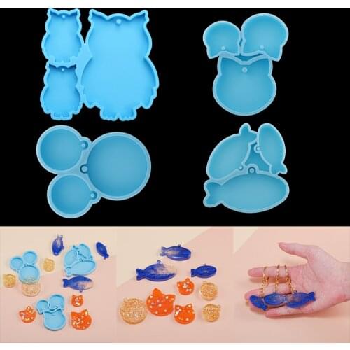Cat Dog Hanging Tag Listed Pendants Silicone Casting Mold Owl Pet Keychain Epoxy Resin Mold For DIY UV Jewelry Craft Making Tool