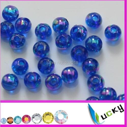 1kg 4mm dark blue ab color colorful ab effect transparent Round Acrylic Beads with two holes for jewelry Necklace,bracelet