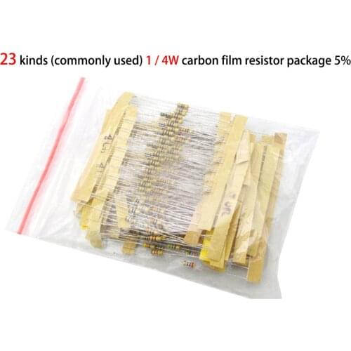 230pcs/lot 23 types Commonly used 1/4W resistors assorted kit Carbon Film resistance set Assortment resistor 1Ω~1M