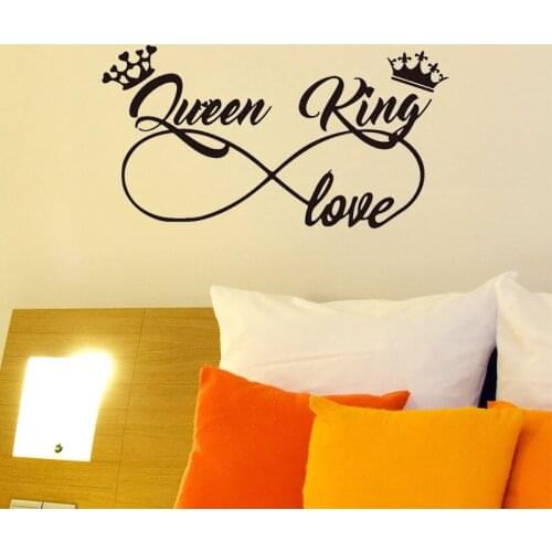 Romantic Queen King Wall Sticker Infinite Love Couples Room Vinyl Wall Decal Bedroom Living Room Sweet Decor Art Murals